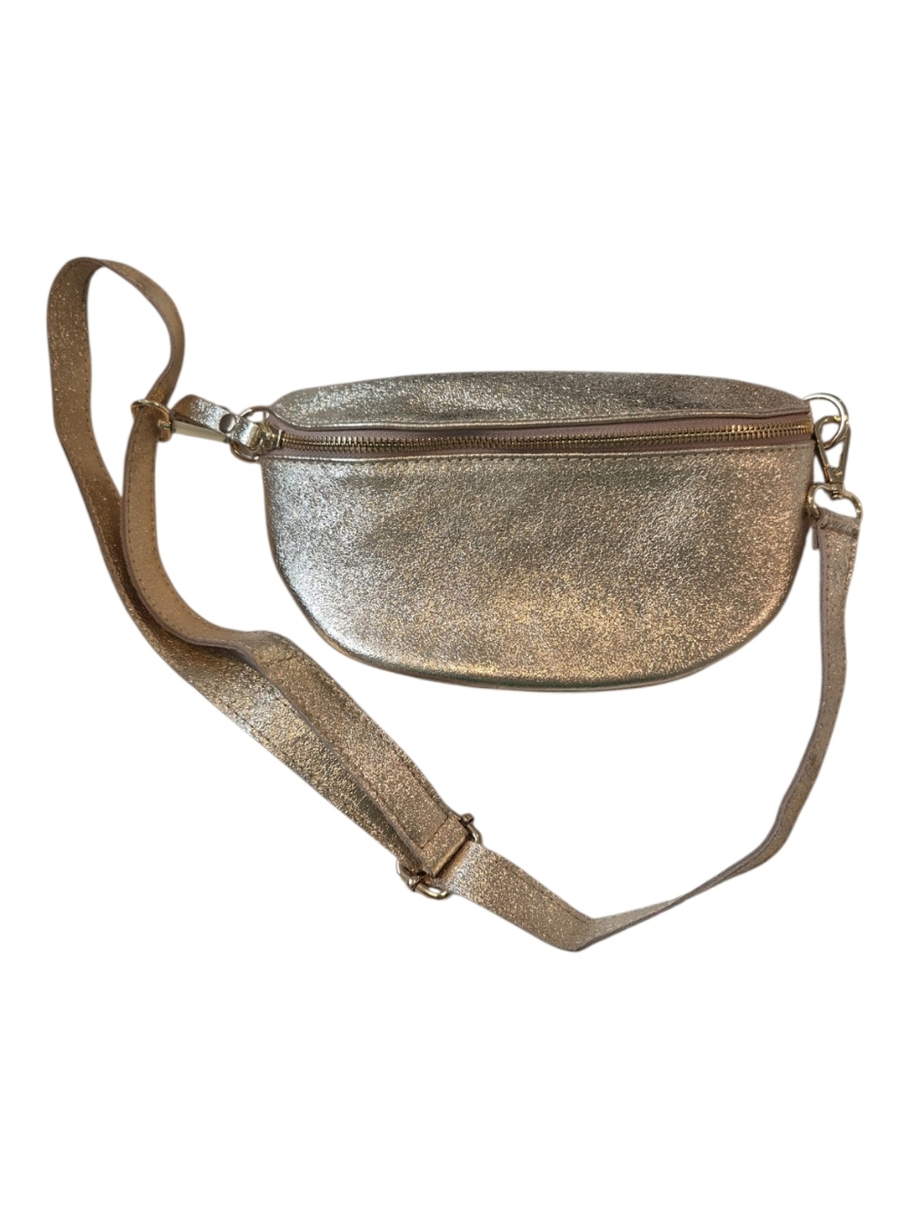 Metallic Gold Women's Crossbody Belt Bag